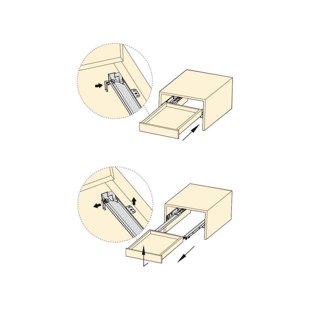 Guide a Scomparsa Silver per Cassetti ad Estrazione Totale P500 Zincato Bianco Emuca