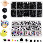 Poppi di Diversi Diametri (5mm - 12mm) - Hars Platte Sfere con Occhi Riempiti per Creare Orsetti DIY Nero
