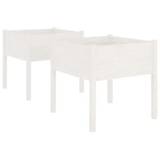 2 pz Fioriere | Cassetta per fiori | Vaso da Giardino Bianche 70x70x70 cm in Legno di Pino