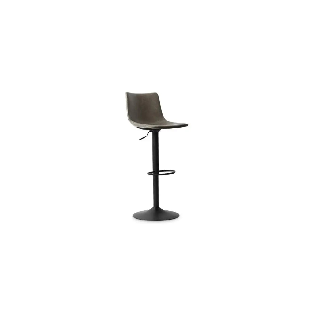 Sgabello da bar SOUL – PU grigio – Altezza regolabile 88-109 cm – Piedi in metallo – Stile vintage