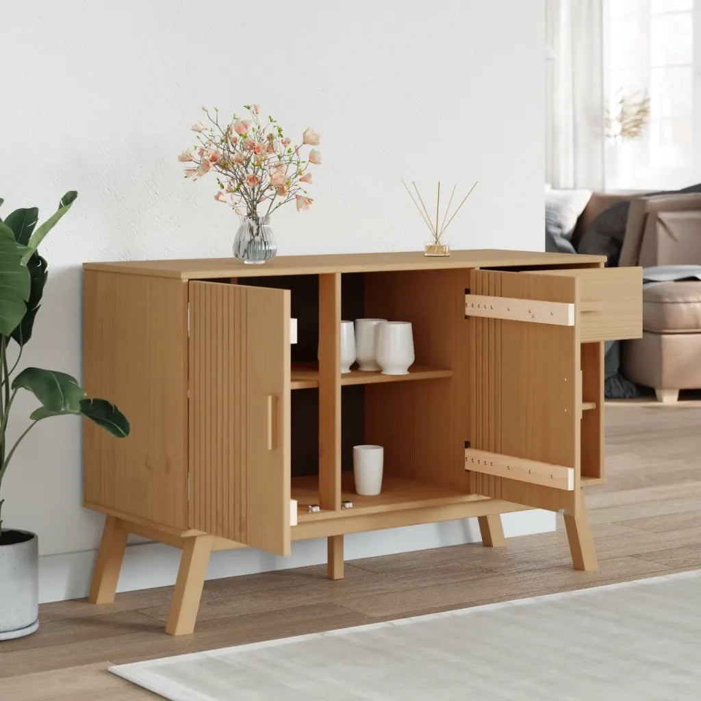 Credenza OLDEN Marrone 114x43x73,5 cm in Legno Massello di Pino 358606
