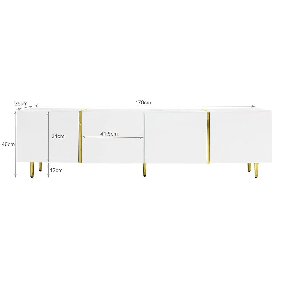 Mobile TV brillante - Xylo - 4 porte moderne bianco e oro