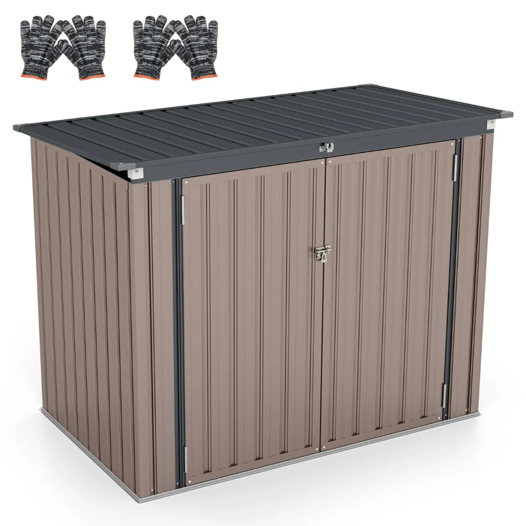 Capannone da esterno con doppia apertura 172 x 95,5 x 130 cm con chiusura di sicurezza e finitura in metallo zincato marrone 20_0010012