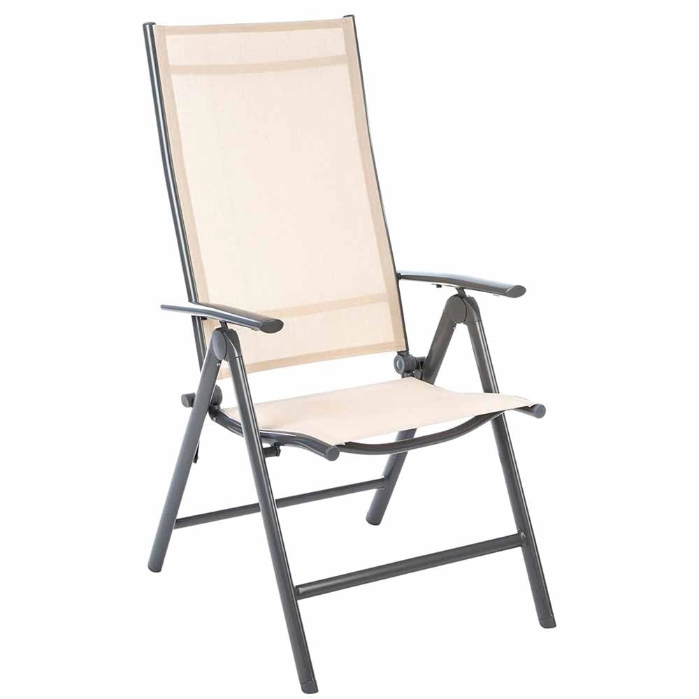 Set 2 Sedie Campeggio Sedia Pieghevole Giardino Reclinabile 5 Posizioni Beige