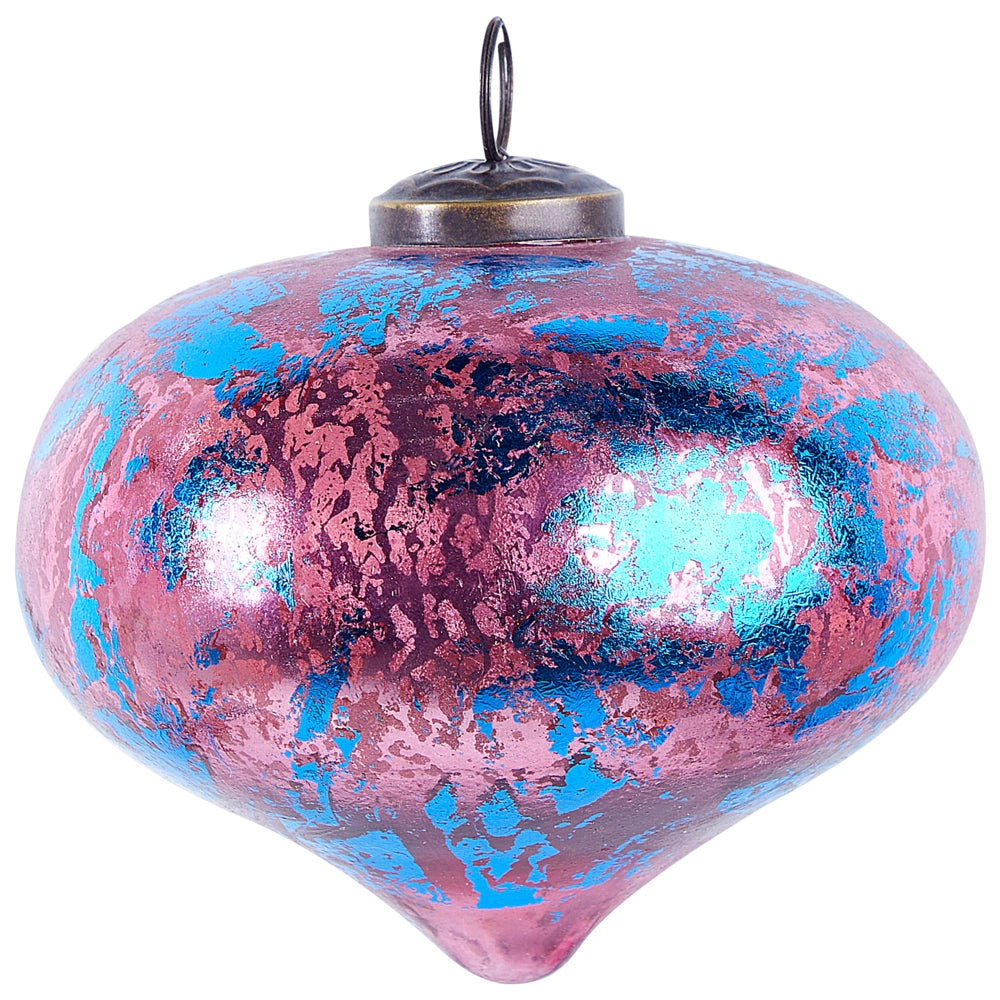 Set di 6 palline di Natale fatte a mano in vetro rosa da appendere all'albero di Natale, decorazioni natalizie