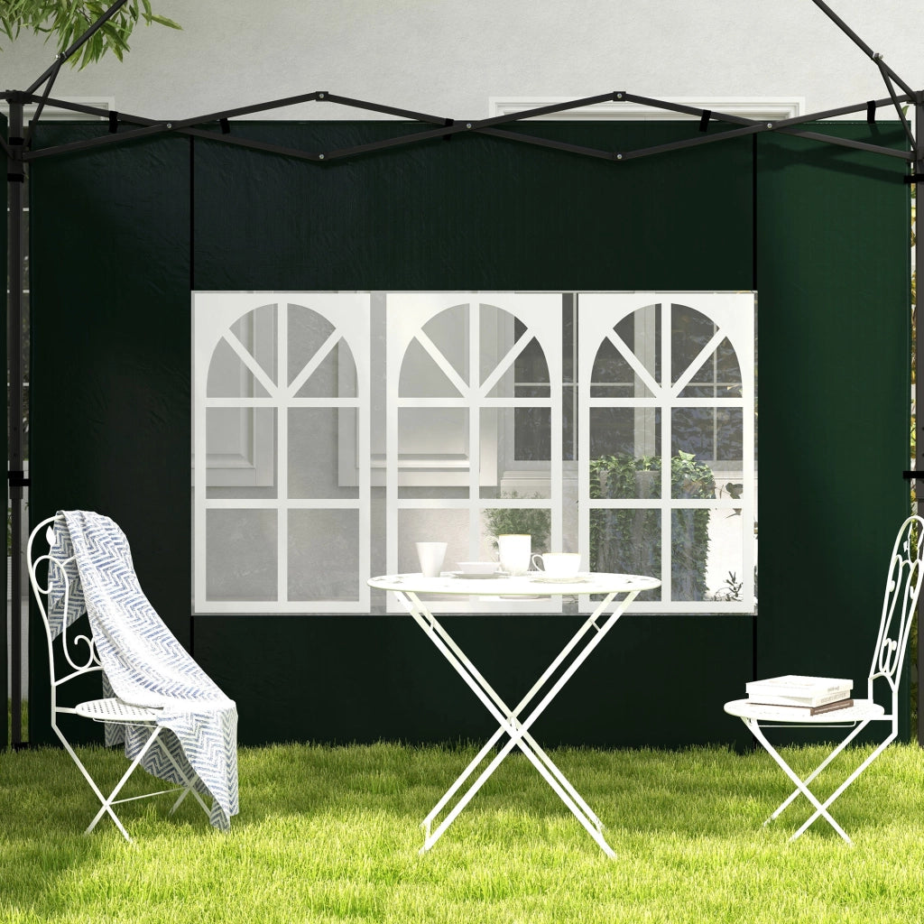 Set 2 Pezzi Pannelli Laterali con Finestra per Gazebo 3x3 3x6 ¨C Zephmum ¨C Verde Scuro Impermeabile