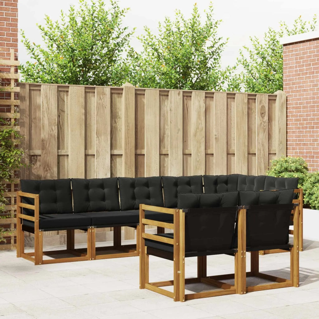 Set di divani da esterno con cuscino 8 pcs Naturale e Nero 3368775