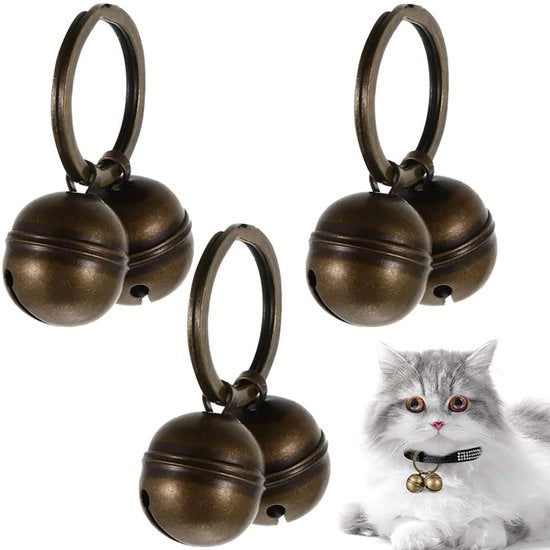 Imbottito di sicurezza per animali da compagnia - Set di 3 orologi per animali - Suono extra potente - Localizzatore per cani/gatti - Materiale di alta qualità in rame - Acciaio inossidabile - Progettazione duratura - Detersivo per pelliccia di animali