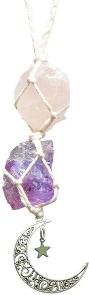 Appoggiatezza a forma di persona - Appoggio per cristalli - Decorazione auto - Decorazione per la casa - Amatista rosa - 11 cm