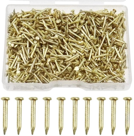 1 x 10 mm - Gugliate in Oro - Spiedini in Acciaio - Viti - 80 g (800-900 pezzi) - Materiale di Alta Qualità - Chiodi