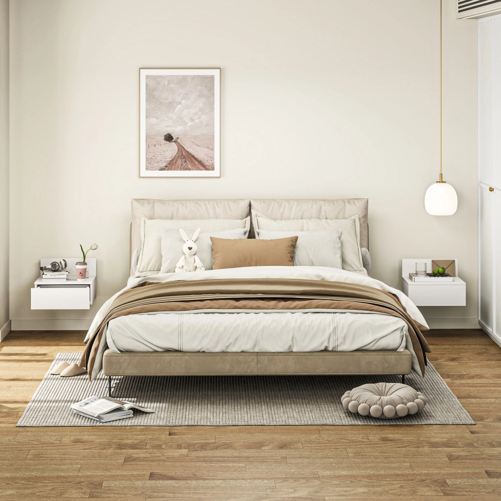 Comodino a Parete con Cassetto ¨C zephmum ¨C Bianco 43x36,5x30,5 cm