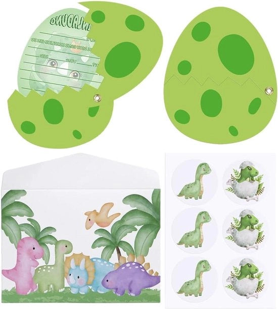 Carte di invito per compleanno bambino - 12 buste e adesivi - tema dinosauro - inviti compleanno bambino - ragazzi e ragazze - festa di compleanno - modello di invito dino.