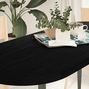 Piano Tavolo Marrone Scuro 140x60x4 cm in Rovere Massello Ovale 4009084
