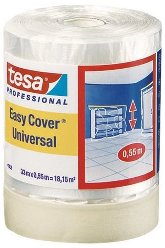 Tesa 04368-00012-01 Easy Cover Nastro Mascheratura con Pellicola Protettiva HDPE 33 m x 550 mm colore Trasparente