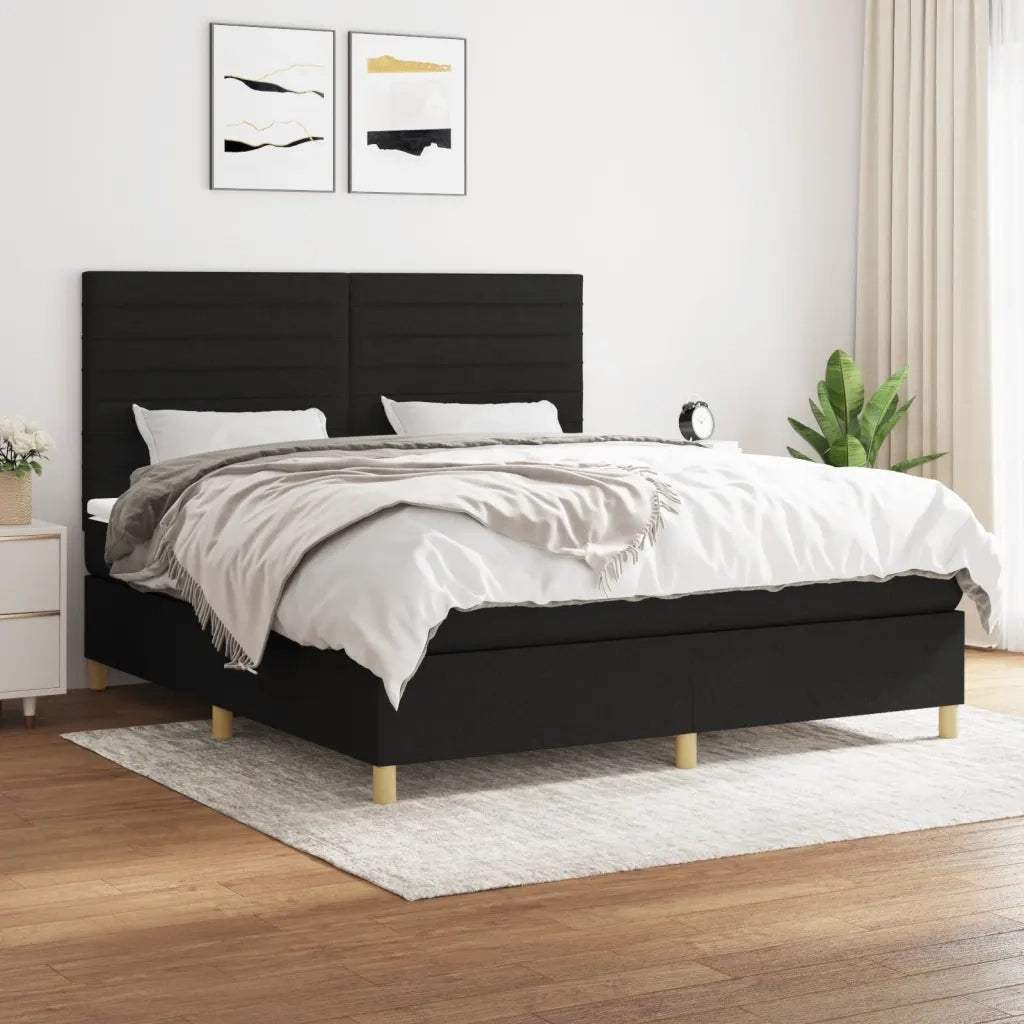 Giroletto a Molle con Materasso Nero 160x200 cm in Tessuto 3142427