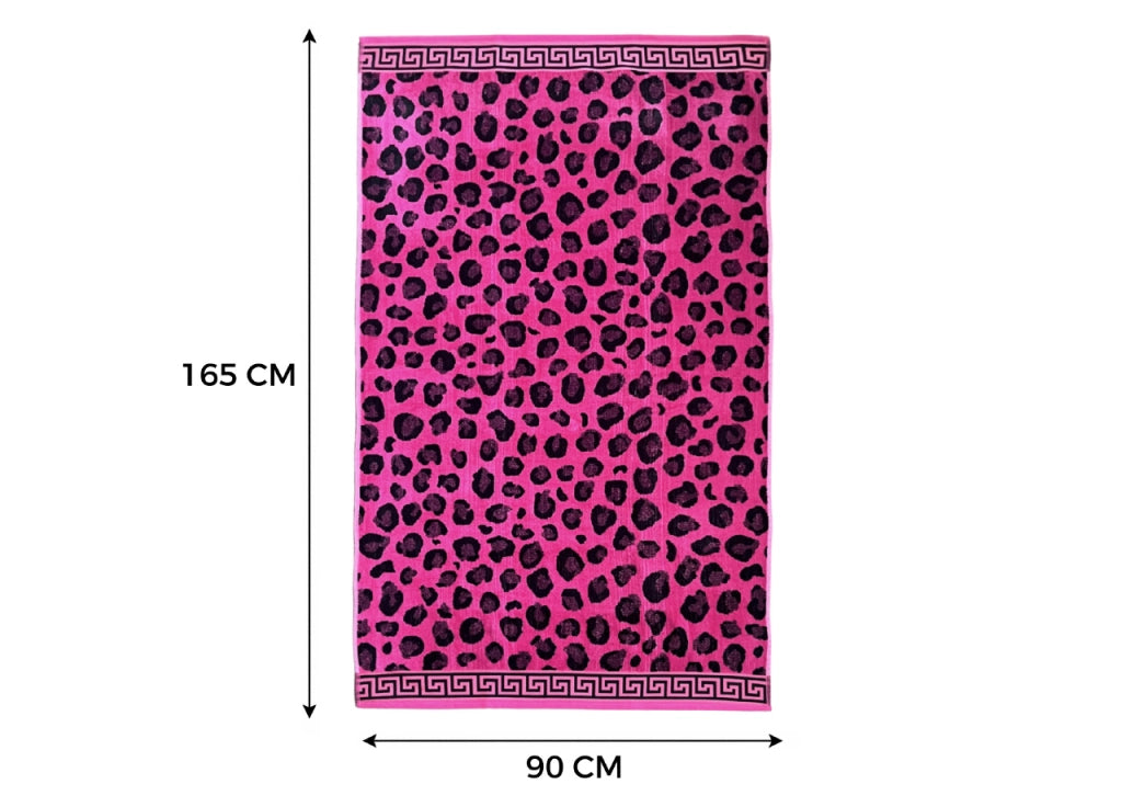 Telo Mare Jacquard Spugna Asciugamano Spiaggia Disegno Cleopatra Fucsia