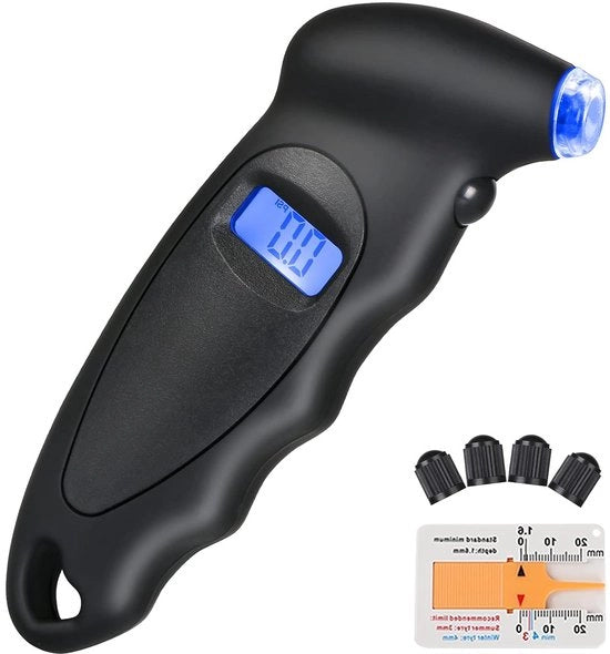 Distributore di aria per pneumatici digitale con schermo LCD grande, adatto per auto, camion, biciclette e motocicli, inclusa misurazione della profondità del profilo