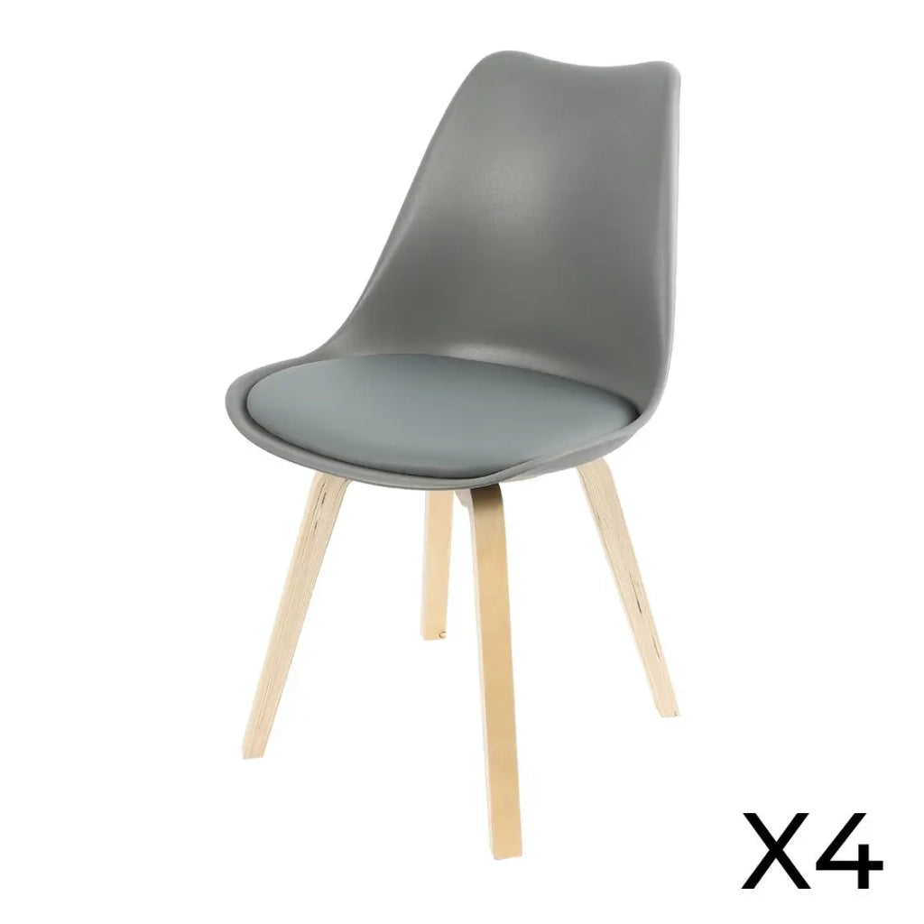 Set di 4 sedie di design con cuscino colore grigio collezione MIA