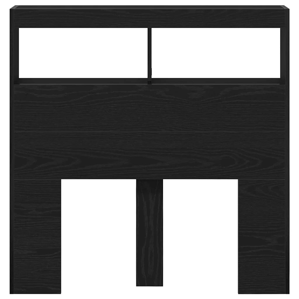 vidaXL Testiera con Contenitore a LED Rovere Nero 100x17x102 cm