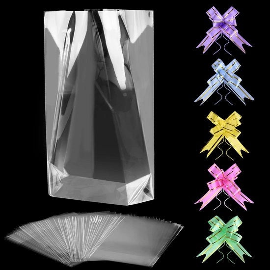 Set di sacchetti di confezione trasparenti 20 x 30 cm - 50 pezzi - confezione di regalo - sicuri per alimenti - progettati per contenere shock
