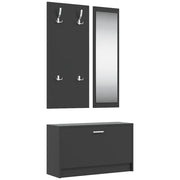 Set Scarpiere | Mobile per scarpe 3 in 1 Nero in Legno Multistrato