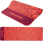 Mat yoga a forma di mandala 183 x 61 x 4 cm - antiscivolo - stabilizzante - sicuro per yoga pilates fitness ginnastica - rosso