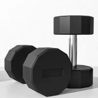 Set 2 Manubri a 12 Lati da 15 kg in Metallo e Gomma con Impugnatura Antiscivolo, 26x15.5x15.5 cm, Nero
