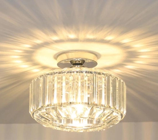 Lampada da soffitto moderna con cristalli - Lampada da soffitto a goccia - Adatta per soggiorno/camera da letto - Cromo - Luce diffusa con lampadina in vetro