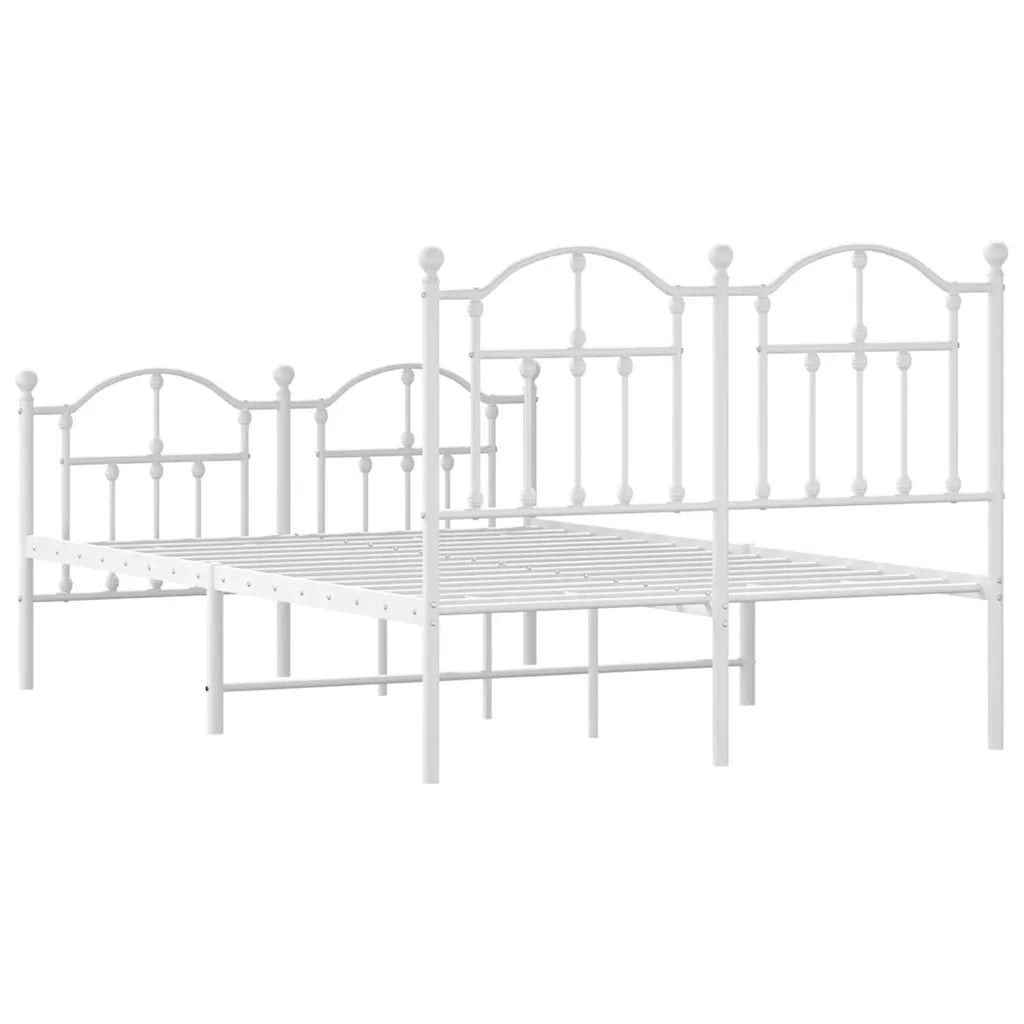 Letto matrimoniale | Letto per adulti | Giroletto con Testiera e Pediera Metallo Bianco 120x190 cm