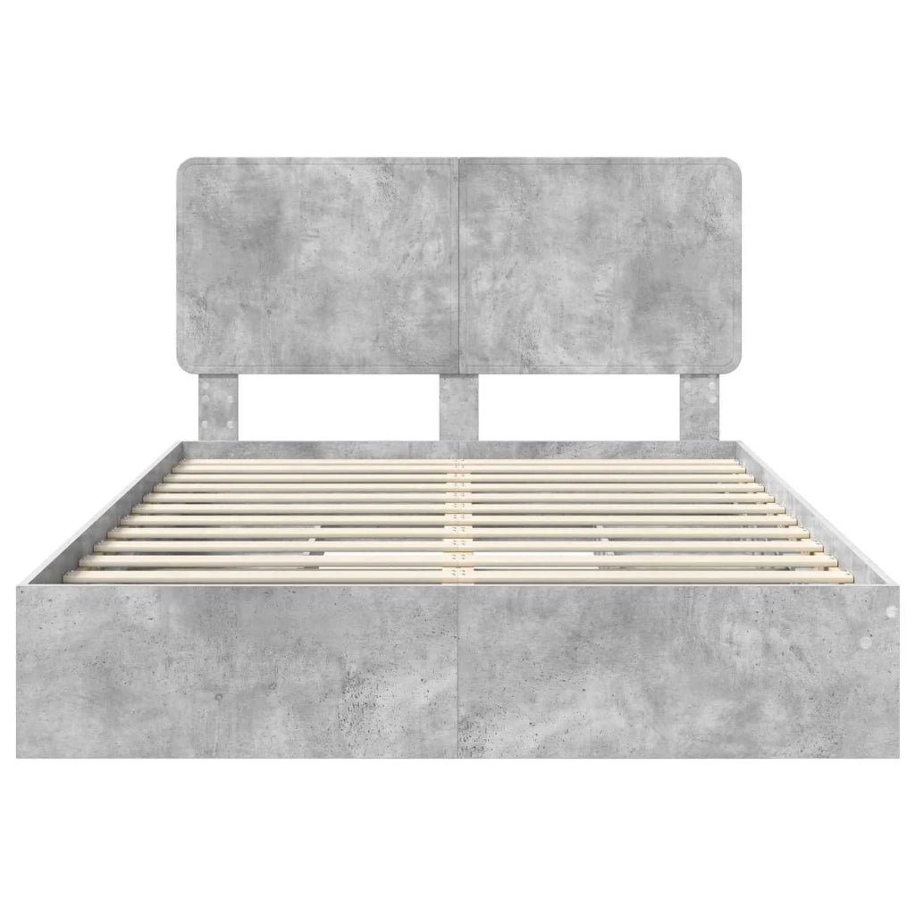 Letto con Contenitore con testiera Grigio cemento 150 x 200 cm