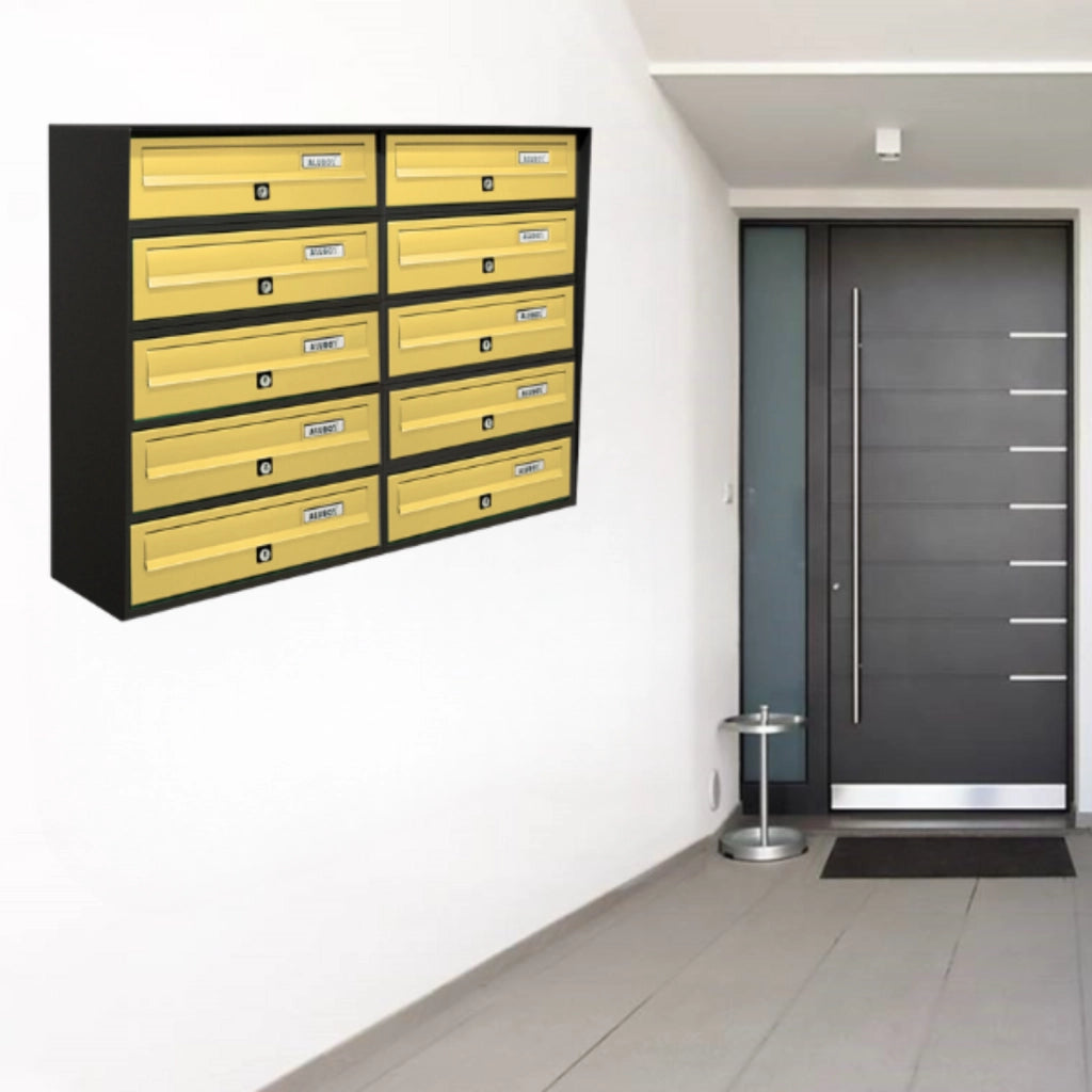 ALUBOX SLIM Cassette Postali Condominiali 10 Posti 63X77,5X30 Cm In Lamiera Zincata E Alluminio Cassetta Postale Da Esterno Condominiale Con Sistema Anti Prelievo