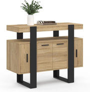 Credenza PHOENIX a 4 ante, legno e nero, 100 cm