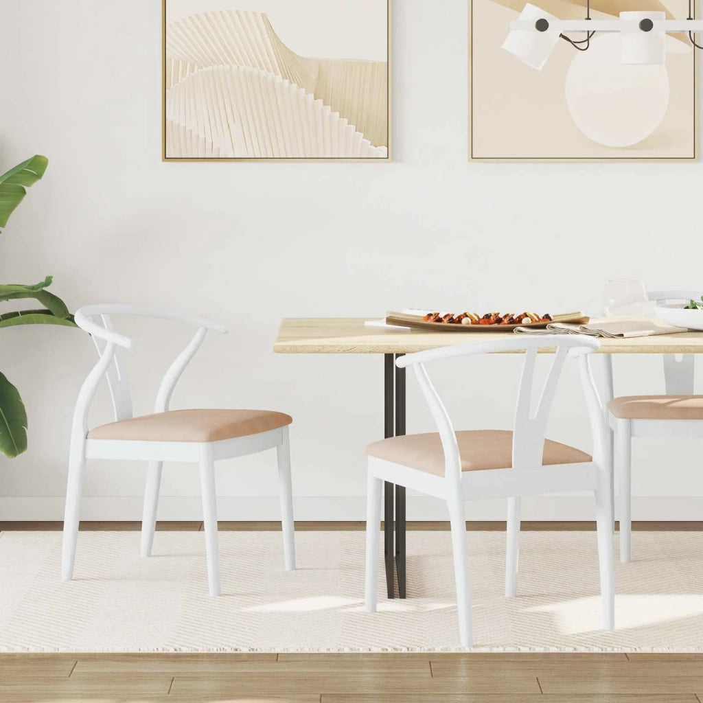 Sedia da pranzo 2 pcs Bianco e marrone Legno di gomma solido