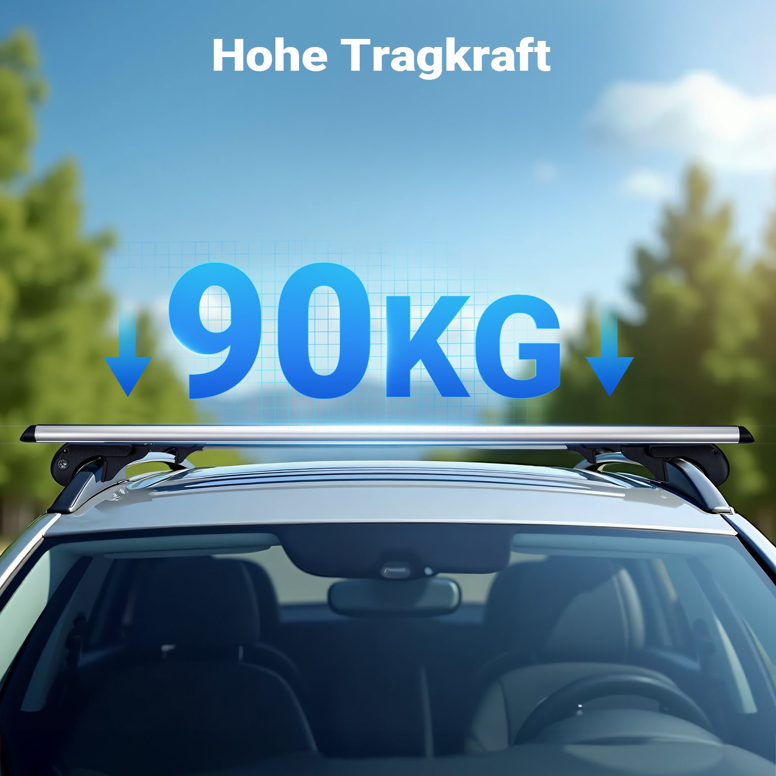 Barre portapacchi universali 120 cm, portapacchi auto universale fino a 90 kg, in alluminio, robusto porta bagagli tetto auto