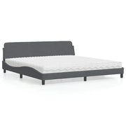 Letto con Materasso Dover Grigio Scuro 200x200 cm Velluto 3208472