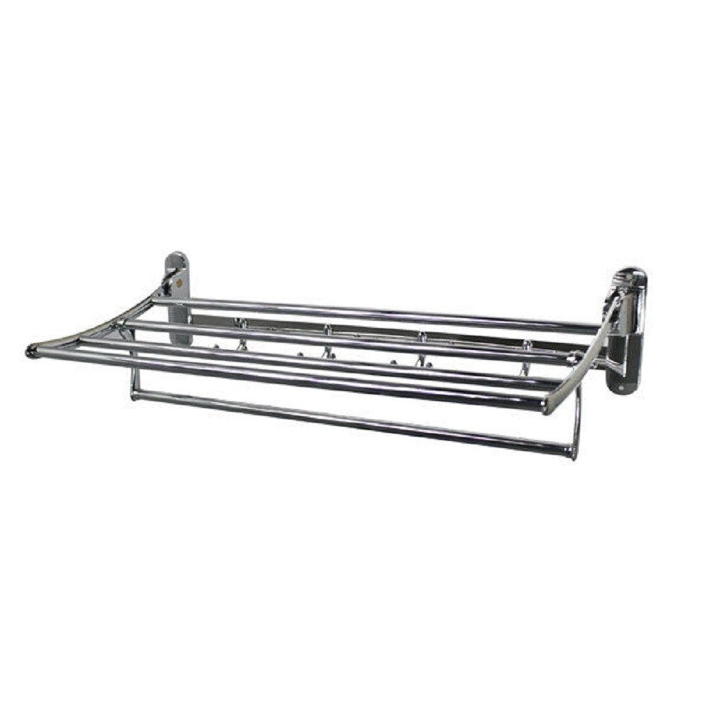 Trade Shop - Mensola Portasciugamani Doppio Ripiano Bagno Ganci Accappatoio In Acciaio 52817 -