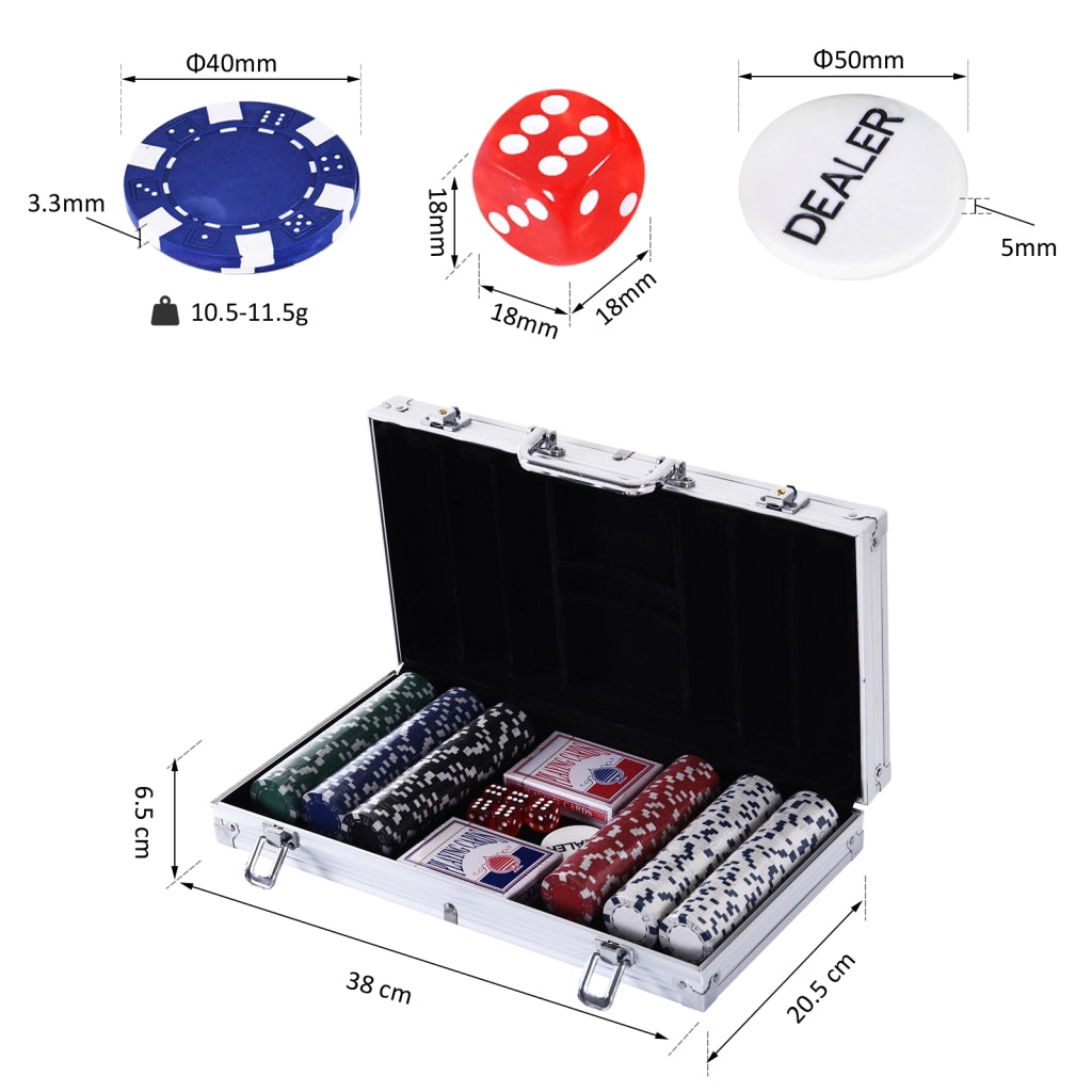 Set di Poker Professionale ¨C Zephmum ¨C Aluminio con 300 Fichas, 5 Dadi, 2 Barajas