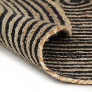 Tappeto Lavorato a Mano in Juta Design a Spirale Nero 90 cm 133719