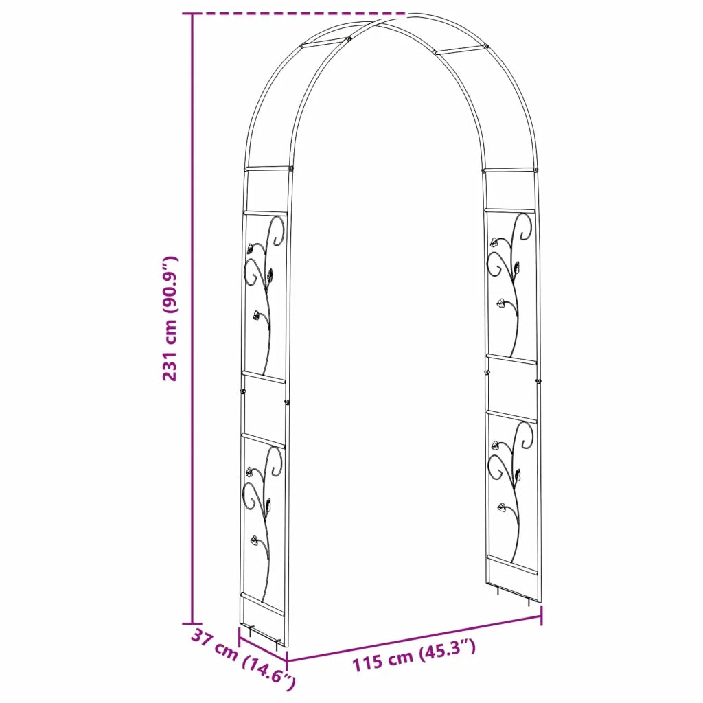 Arco da Giardino Floreale Nero 115 x 37 x 231 cm CFW8466588