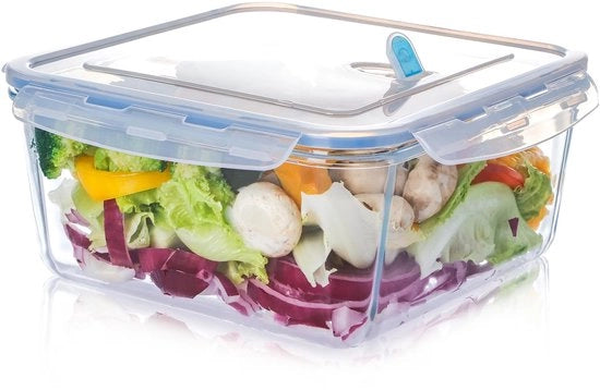 Contenitori in vetro di 3,3L con coperchio, quadrati, BPA liberi per preparazione pasti, viaggio, congelatore, forno