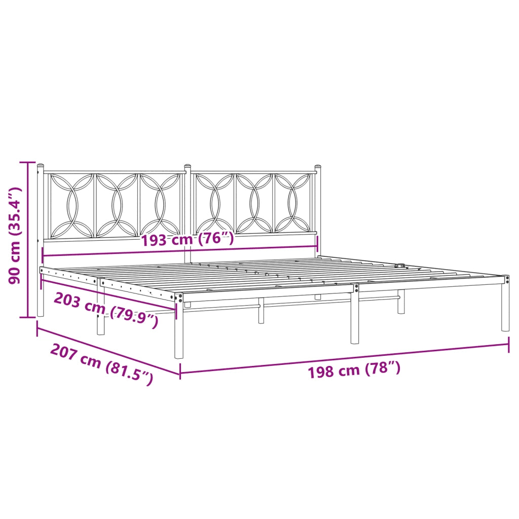 Giroletto con Testiera-Struttura Letto con testiera Metallo Bianco 193x203 cm 959545