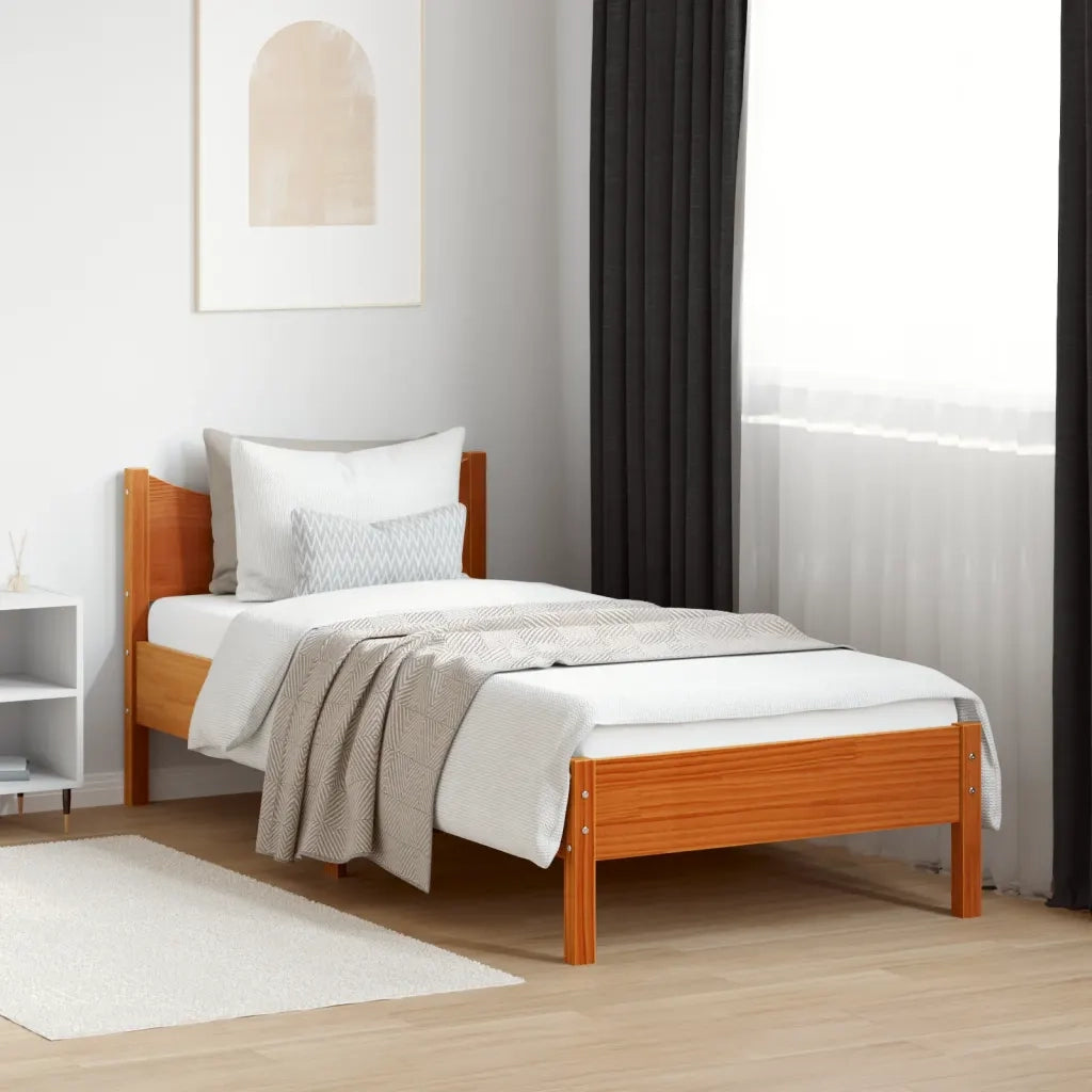 Letto senza Materasso Marrone Cera 100x200 cm in Legno di Pino
