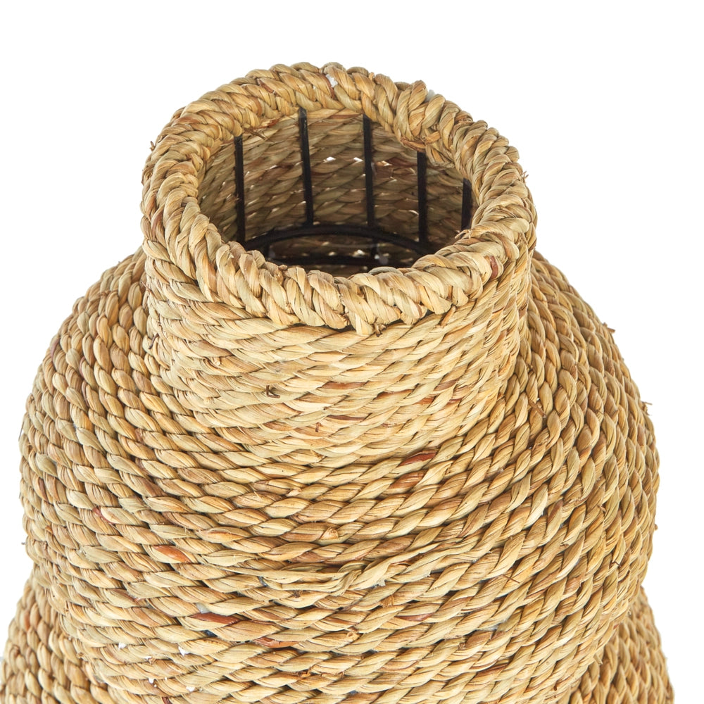 Vaso decorativo per fiori artificiali in corda d' alga naturale fatto a mano