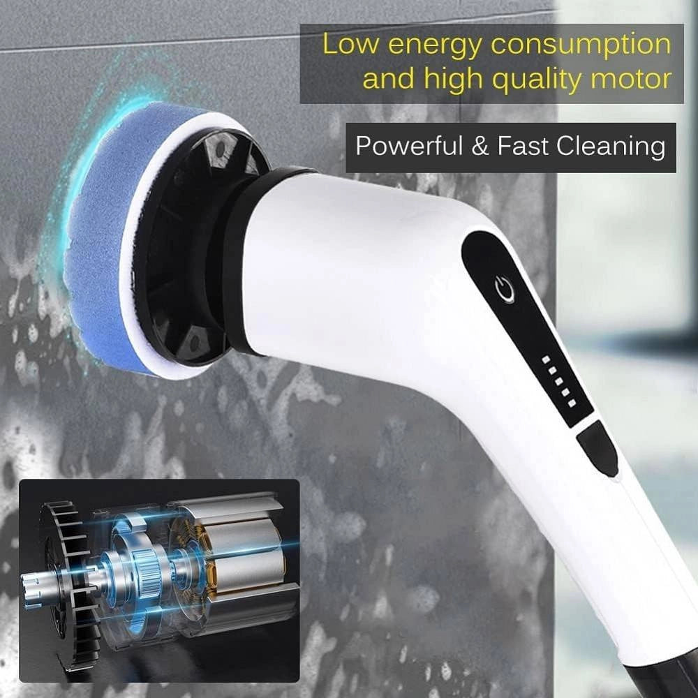 Trade Shop - Spazzola Rotante Pulizia Elettrica A Batteria 7 Teste Per Bagno Cucina Piastrelle -