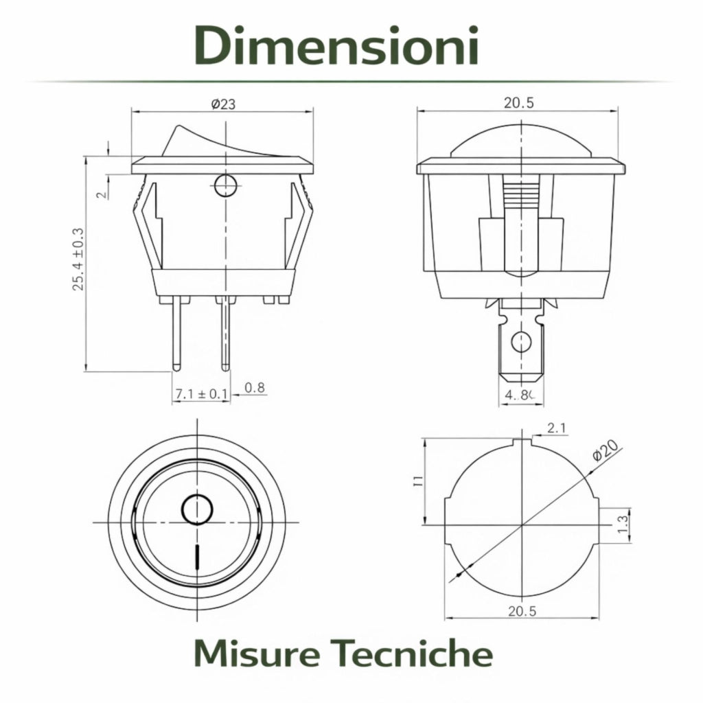 10 Pezzi Interruttore a Bilanciere ON/OFF 6A 250V 2 Poli per Auto 12V LED