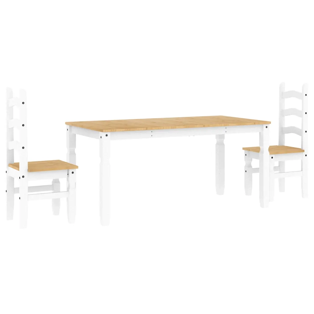 Set da Pranzo 3 pz PANAMA Bianco in Legno Massello di Pino 3345202