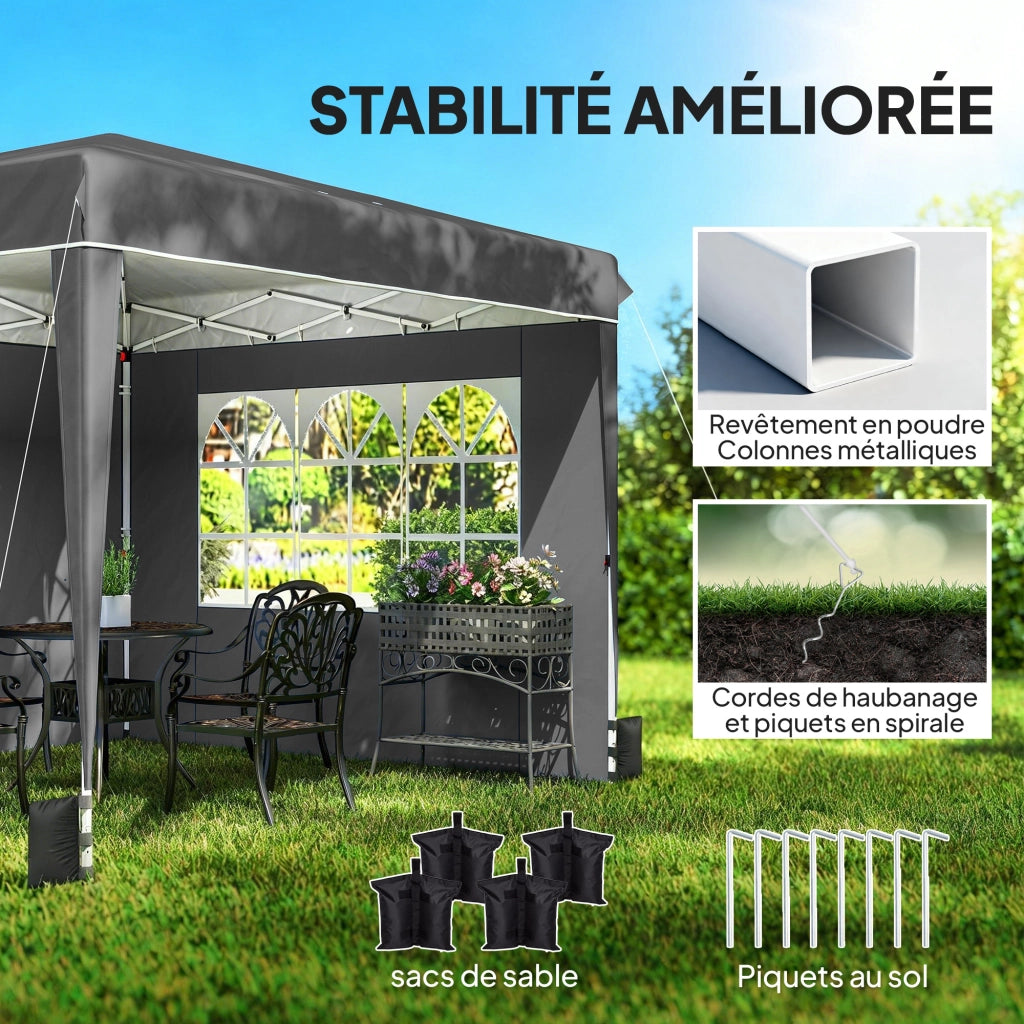 Tendone da giardino 3x3m ¨C zephmum ¨C pieghevole con pareti, grigio