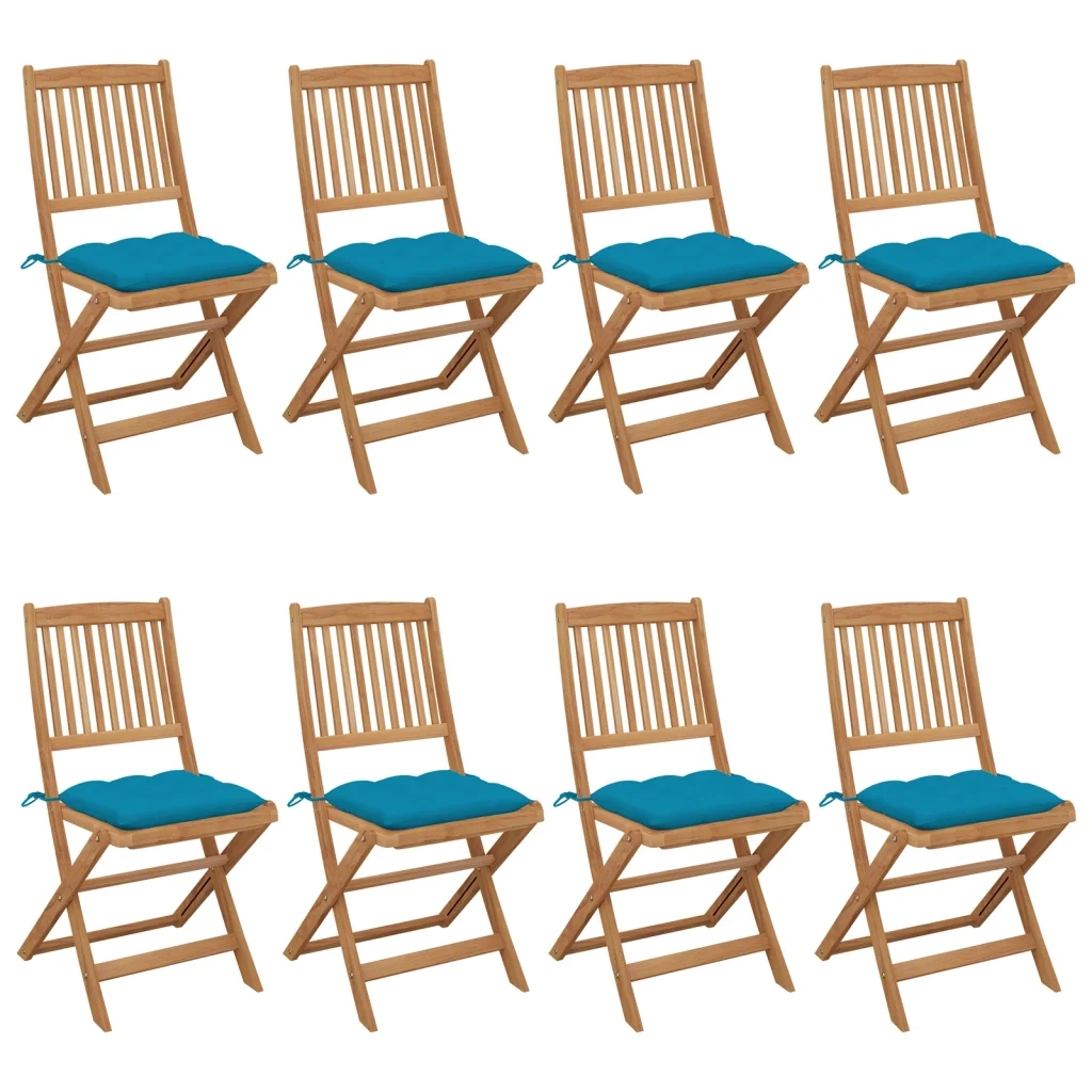 Sedie da Giardino Pieghevoli 8 pz con Cuscini Massello Acacia cod mxl 26514