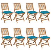 Sedie da Giardino Pieghevoli 8 pz con Cuscini Massello Acacia cod mxl 26514
