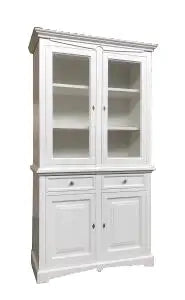 Credenza cristalliera in legno 2 ante Shabby chic bianco mod goccia